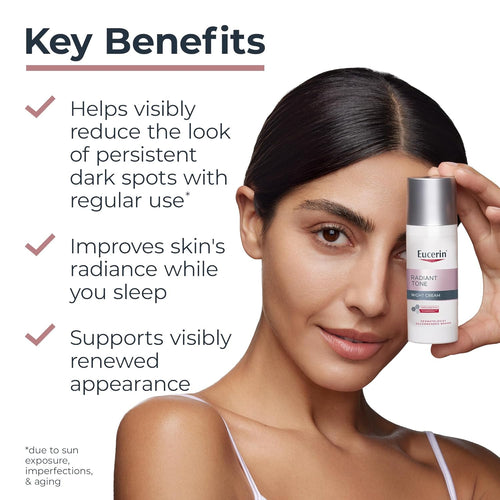 Eucerin Radiant Tone Night Cream, Dark Spot Corrector with Thiamidol, Night Moisturizer for Face, All Skin Types, 1.7 Oz Bottle